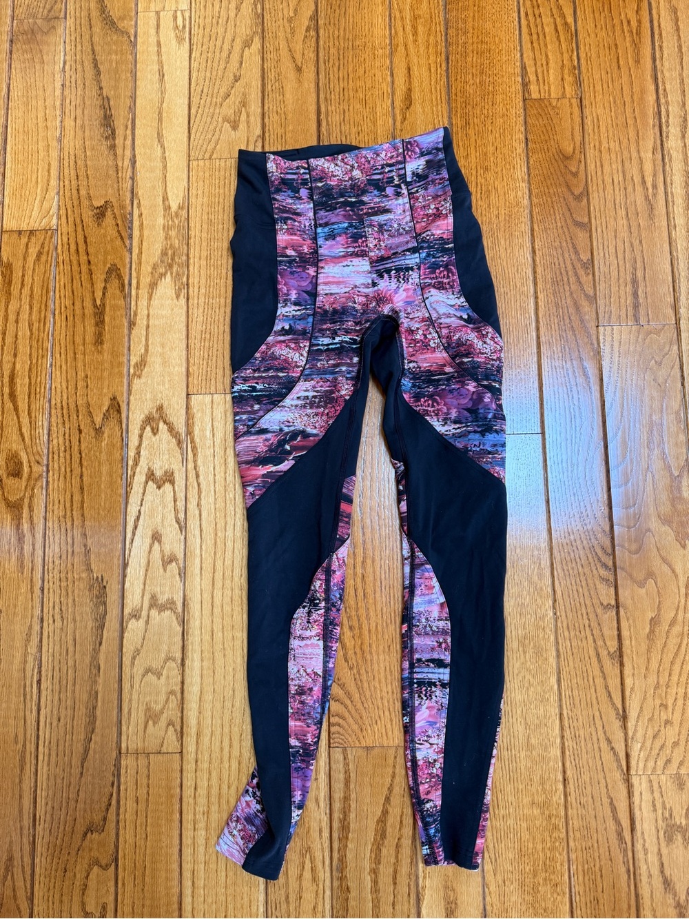 lululemon athletica Black and Pink Abstract Print Leggings